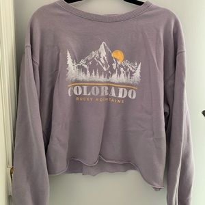 Hollister purple cropped crew neck sweatshirt